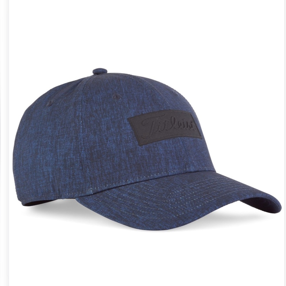 🏷️ TITLEIST Gold Performance Patch Golf Cap M/L Heather Blue LIKE NEW!